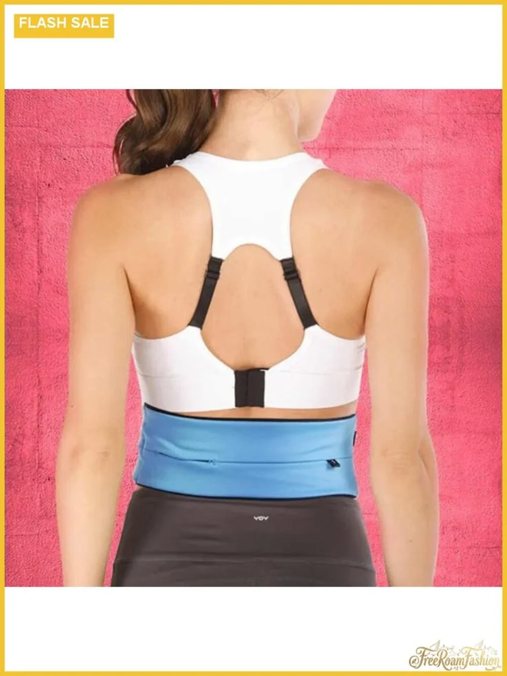 FlexiStash Durable Spandex Elastic Waist Belt Zipper Fanny Pack Travel Sports